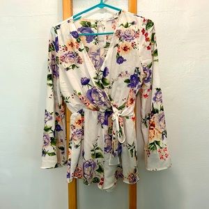 White and floral romper